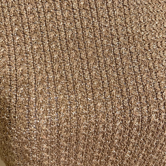 Banana Republic Gold Metallic Short Sleeve Cropped Sweater XS - Picture 3 of 7